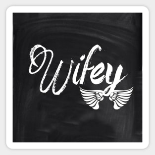 1980s chalkboard typography scripts honeymoon Mrs bride wifey Sticker